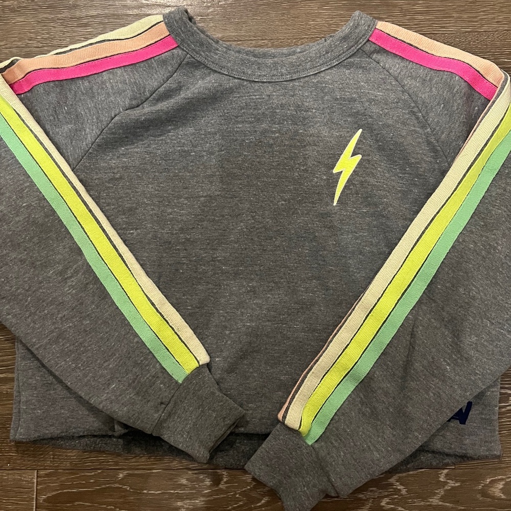 Aviator Nation - BOLT EMBROIDERY CLASSIC CROPPED CREW SWEATSHIRT